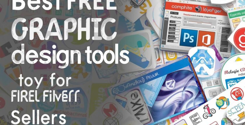 Create a best blog banner image on this Topic Best Free Graphic Design Tools for Fiverr Sellers