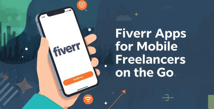 Create a best blog banner image on this Topic Fiverr Apps for Mobile Freelancers on the Go