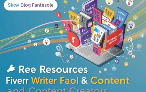 Create a best blog banner image on this Topic Free Resources for Fiverr Writers and Content Crea