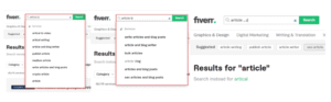 Fiverr keyword research example