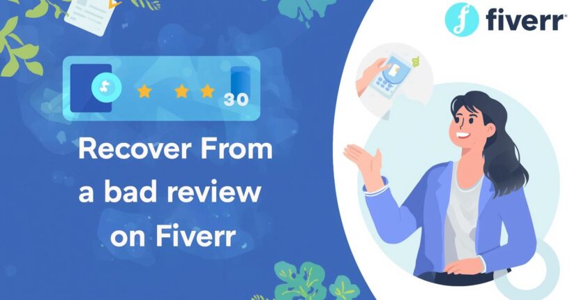 create a best blog banner image on this Recover From a Bad Review on Fiverr
